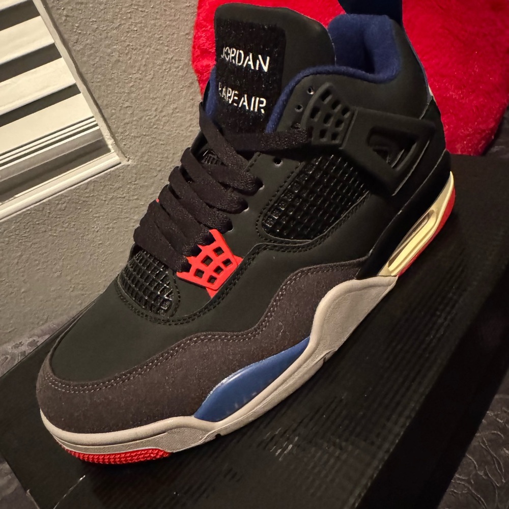 Retro 4 Men's Black, Red, and Blue Sneakers